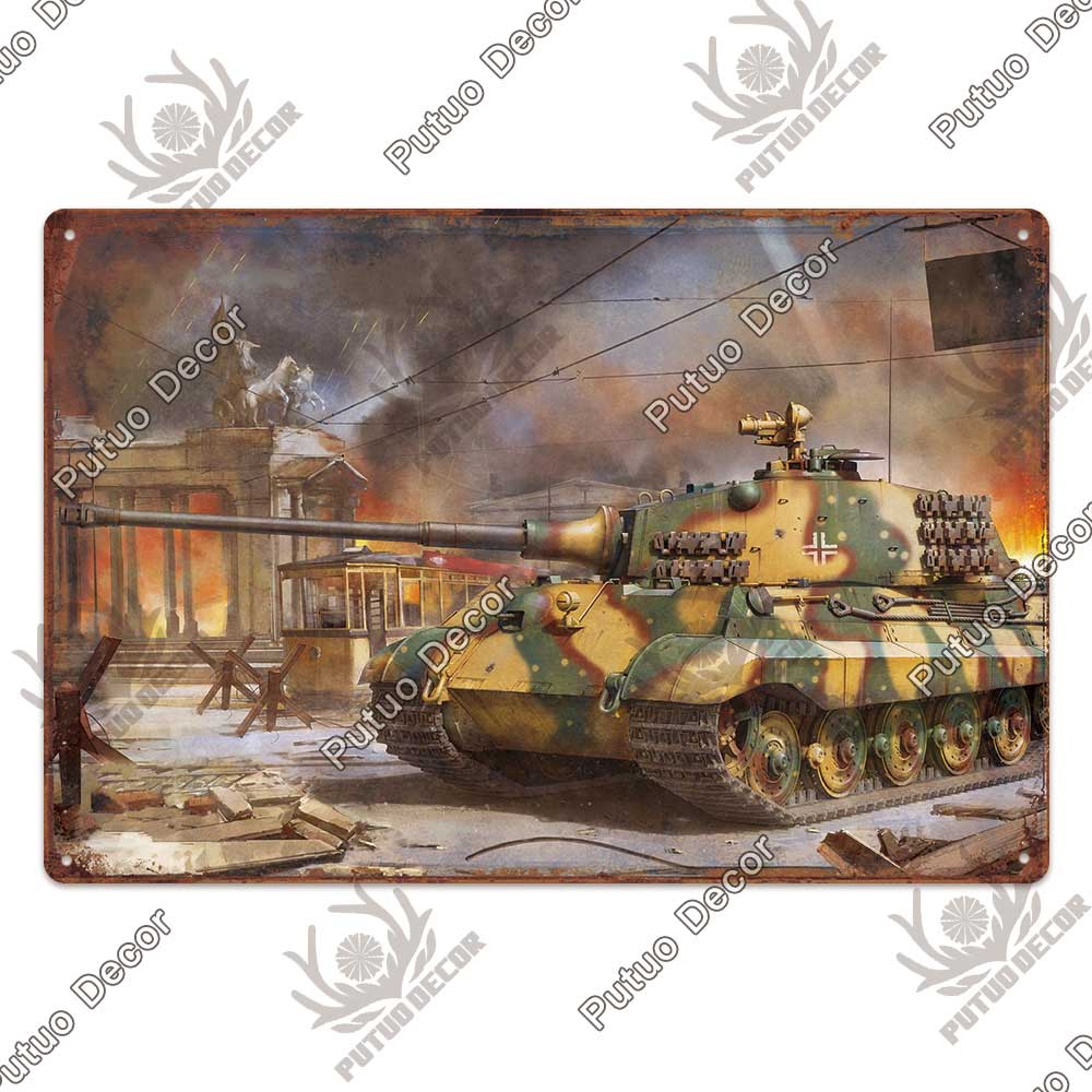 Putuo Decor Panzer Blechschild Metallschild Dekorative Vintage-Dekor Plakette Wanddeko Garage Man Cave Clubraum Zuhause