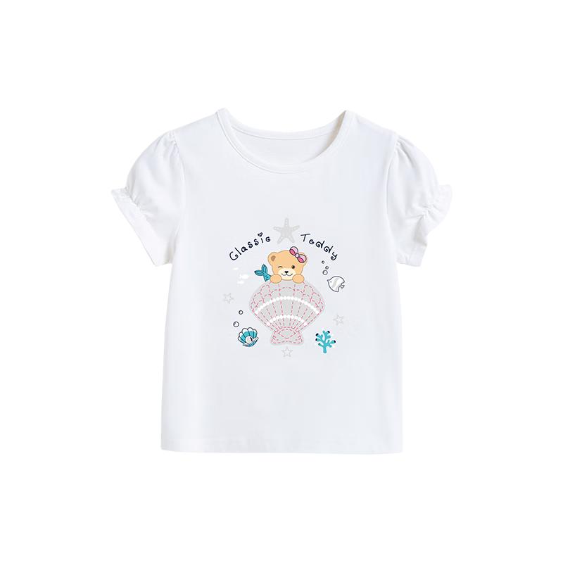 Classic Teddy Girls  Sweet Breathable Short Sleeve T-Shirt 120