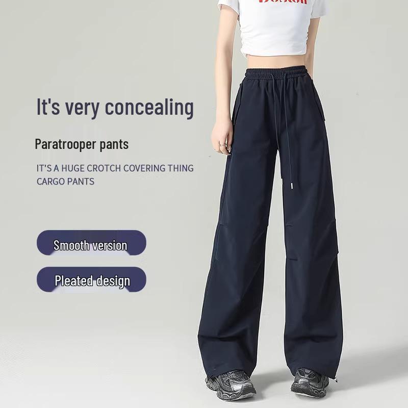 Damen 2025 Sommer Marineblau Weitbeinige Fallschirm-Cargohose