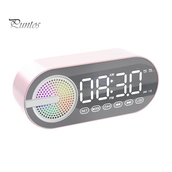 Trådløs Bluetooth-kompatibel høyttaler liten vekkerklokke Energisparende modus LED-skjerm Trådløs musikkhøyttaler med doble alarmer