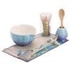 Handmade Kiln Transformation Glaze Matcha Bowl Set with Chasen Whisk Traditional Japanese Tea Ceremony Tools for Whisking Mixing
