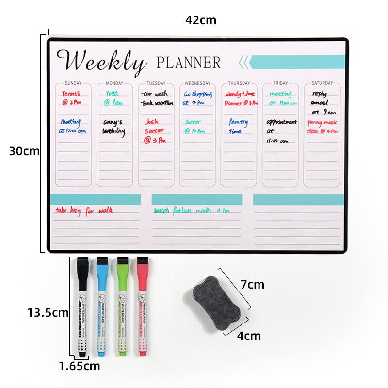 6PCS/1set magnetic dry wipe whiteboard 42x30cm small magnet refrigerator message board suitable for kitchen refrigerator