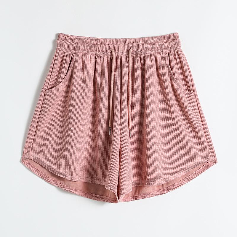 

Женские шорты для фитнеса с высокой талией и широкими штанинами - Летний повседневный стиль One Size (40-68 kg) розовый