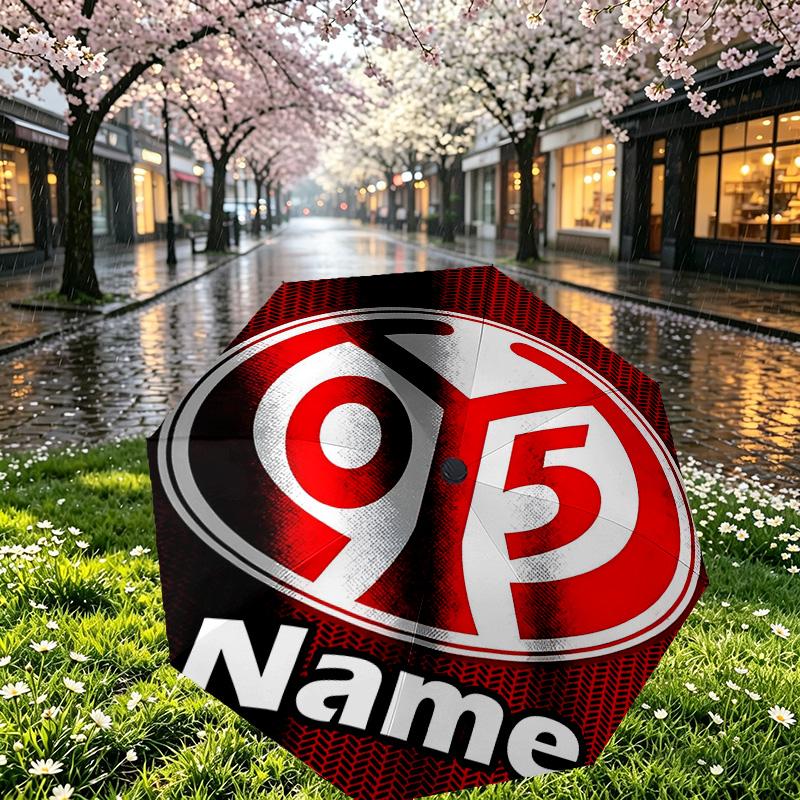 Custom Name Personalized 05 1FSV Mainz 05 Print Umbrella, Auto Open Close, 8‑Rib Sturdy Frame, Commute Camping Hiking Use, Birthday Gift