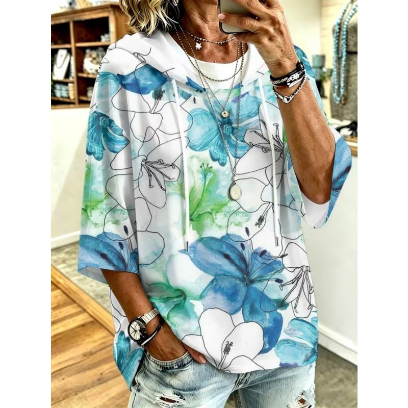 Damen Kapuzenpullover in Übergröße, Elegantes Bequemes Einfaches Muster Print, Modisch und Vielseitig