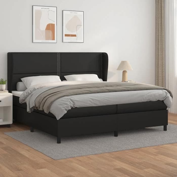 VidaXL Divan Bed with Mattress Black 200x200 Cm Faux Leather - Model 3128991