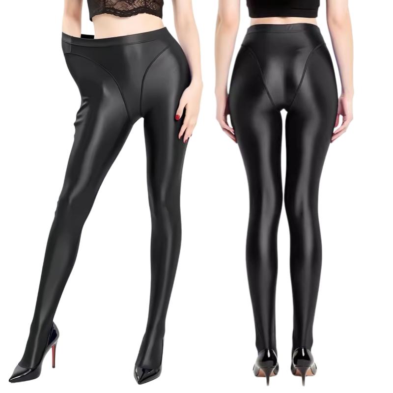 Yiran Sexy Lingerie Women's 80D Plus Size Oil Shiny Footless Tights Glossy Satin Shaping Pantyhose Sexy Pole Dance Clubwear Sports Fitness Leggings Cm