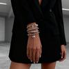 4Pcs/Set New Imitation Pearls Metal Heart Pendant Bracelets Women Fashion Creative Sliver Color Cube Chain Jewelry Gifts