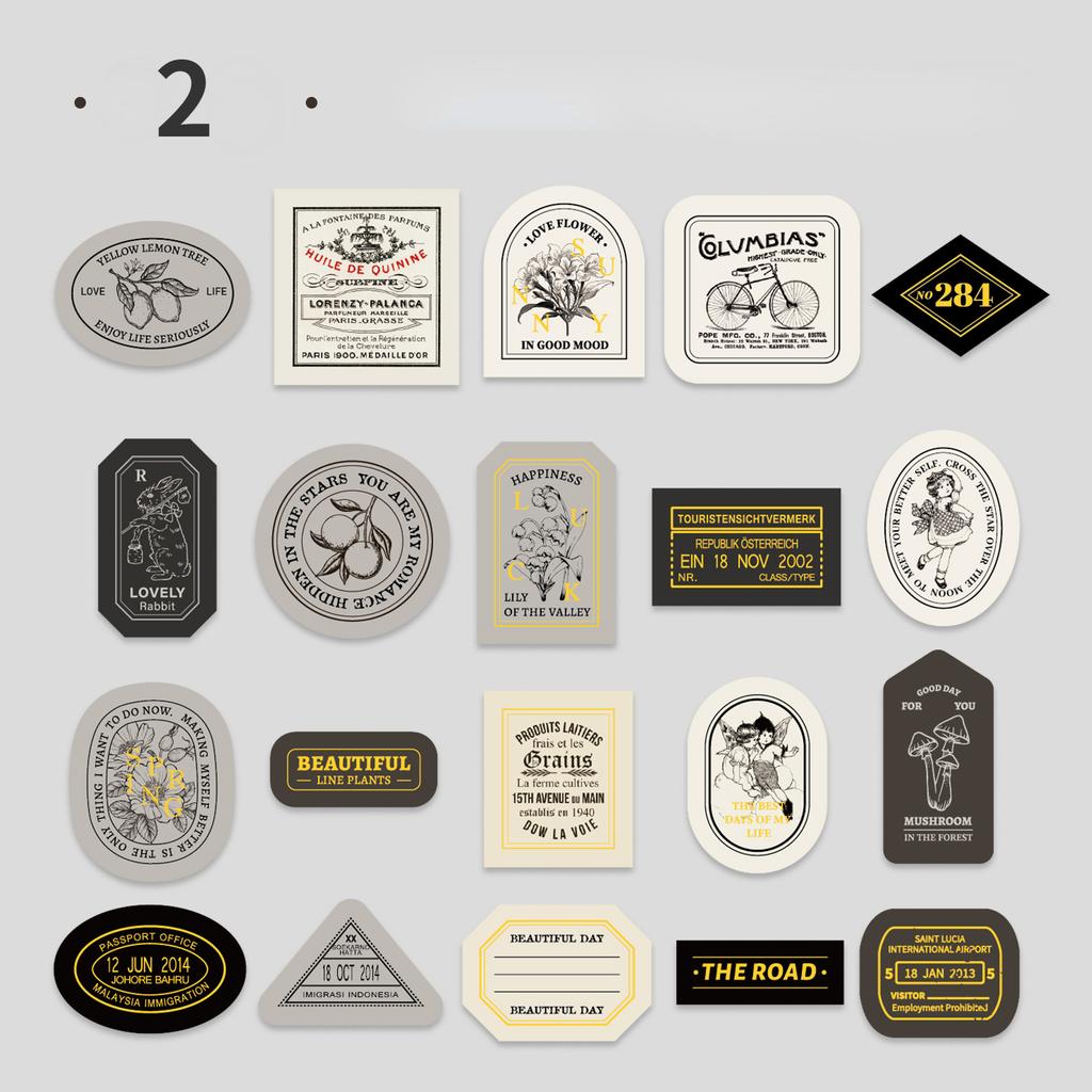 Light Retro Label Box Stickers Writable Sealing Sticker Decoration Handbook Stickers Aesthetic Stationery 40pcs/box