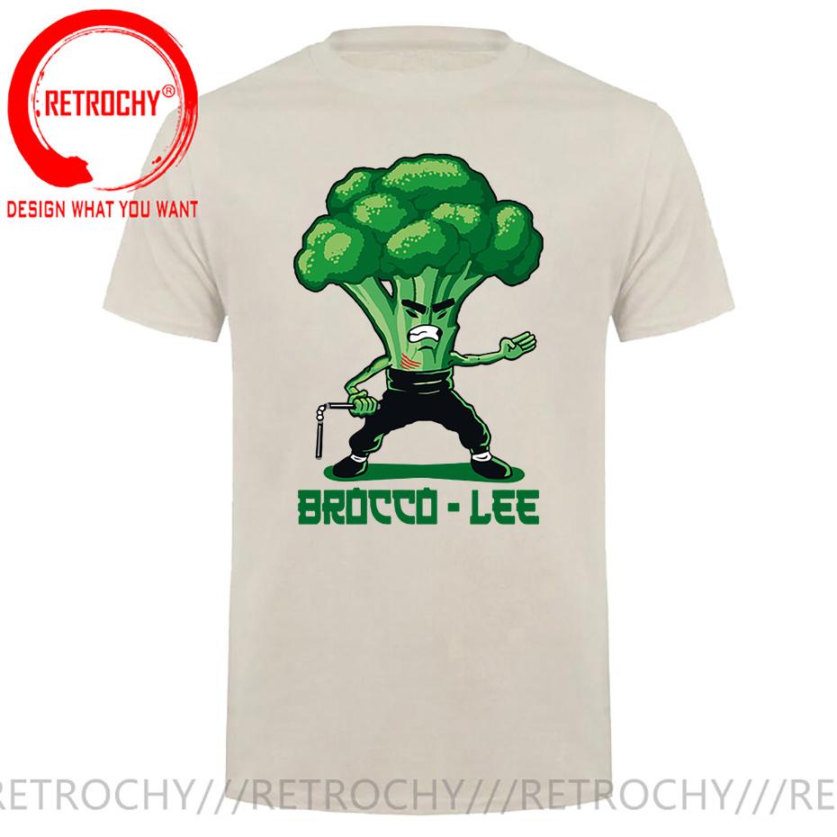 New Anime Brocco Lee T shirt Unisex Funny Vegetable with Nunchucks Tshirt Parody Kung Fu Brucee Lee T shirt Jeet Kune Do tee shirt