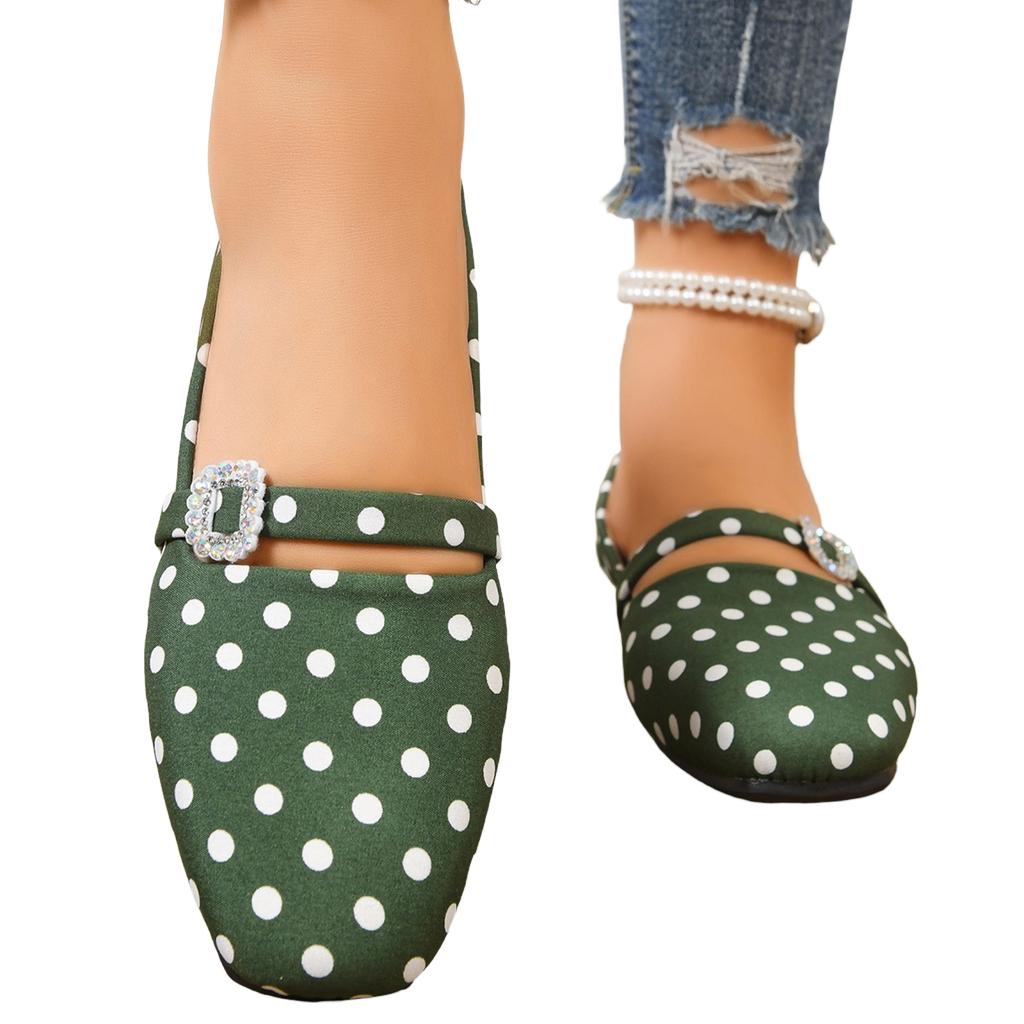 Women's Satin Vintage Mary Jane Shoes with Square Buckle Strap Flat Comfortable Slip-On Casual Footwear