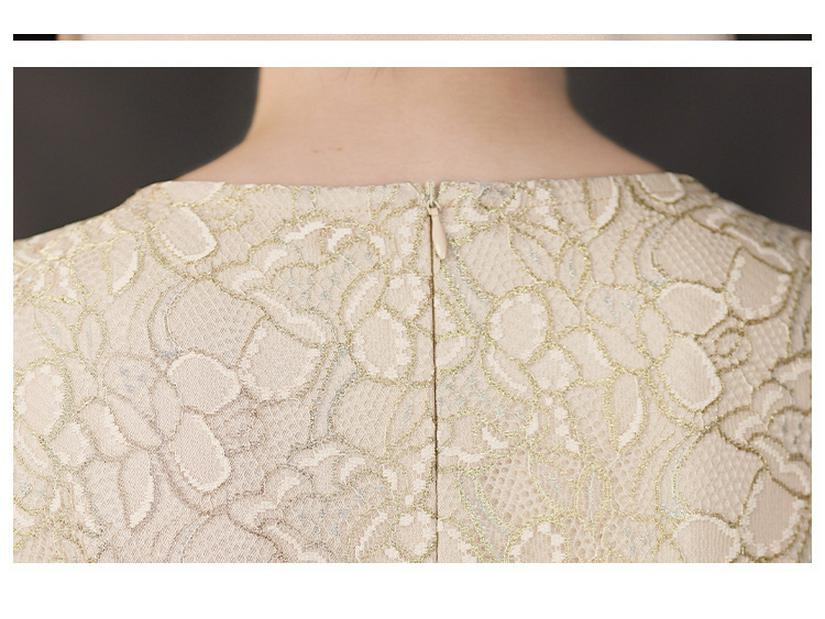 2024 Summer Elegant Apricot Lace Faux Two-Piece Long Dress for Weddings & Banquets