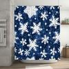 GAEWinter Shower Curtain Snowflake Decorations Bath Mat Set In Navy Blue for Bathroom Decoration Supplies 168x205cm
