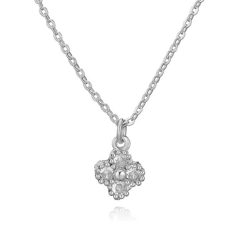 New Bestselling Clover Flower Colored Zircon Women's Necklace Luxury Jewelry Gift