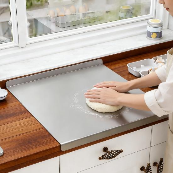 Slip-resistant Chopping Board Stainless Steel Cutting Board with Non-Slip Bottom Cutting Meat Bread Vegetables Fruits Cakes Easy To Clean Kitchen Tool