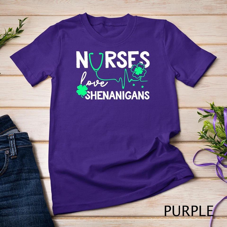Nurses Love Shenanigans Funny St Patrick s Day Nursing T-Shirt Unisex T-shirt 5 4XL