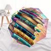 Book Tower, Fantasy Literature Automatic Opening and Closing Umbrella, Compact Travel Umbrella, Lightweight and Portable, Suitable for Beach