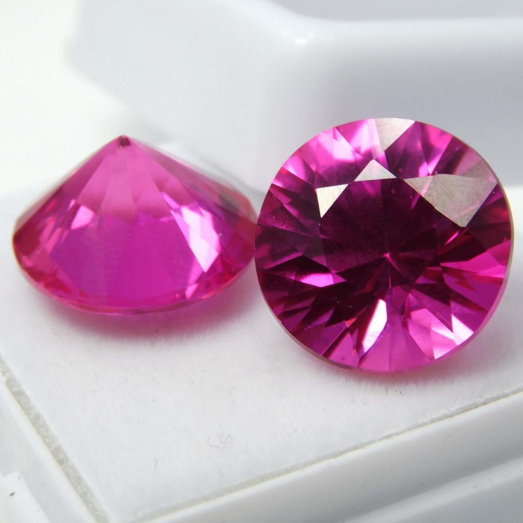 Natürliche, rosafarbene Saphire im Rundschliff, 17,50 ct, zertifiziertes Paar loser Edelsteine