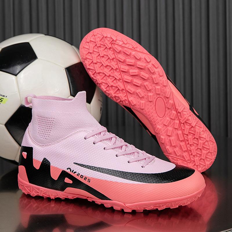 Professional Football Socks Shoes Men's TF Broken Nails Artificial Grass Non-slip Training Shoes High-top Teenagers Men's Long Nails