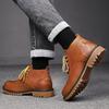 Moda Pelle Vera Uomo Caviglia Stile Giovane Allacciatura Fondo Spesso Scarpe Uomo Alta Qualità Comode Stivali da Lavoro Taglie Forti 36-47