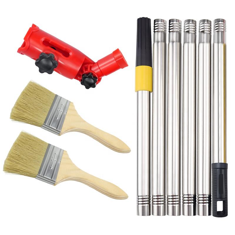 Wooden Bristle Roller Brush with Plastic Handle and Extension Pole Adapter for Angle Pulling Cleaning Individual universal angle puller