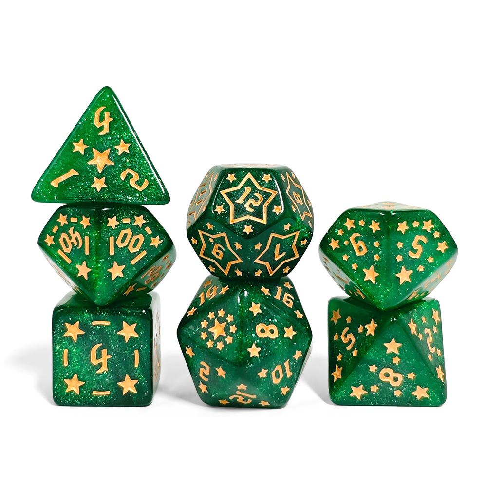 

Star Dice And Plastic Bag Packaging Set Acrylic Material Polygonal Dice Suitable 7-Piece Set for Entertainment Tabletop Games
