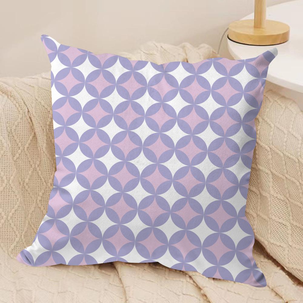 Simple Purple Plaid Cushion Cover Soft Plush Throw Pillow Cover DoubleSided Printed Cushion Case Sofa Home Decor