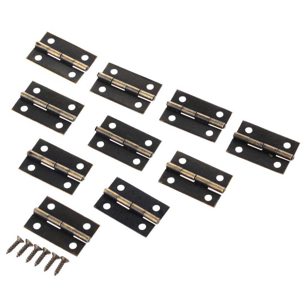 DRELD 10Pcs 24*16mm Furniture Hinges Cabinet Drawer Door Butt Hinge Antique Bronze/Gold Decorative Hinges For Jewelry Box+Screws