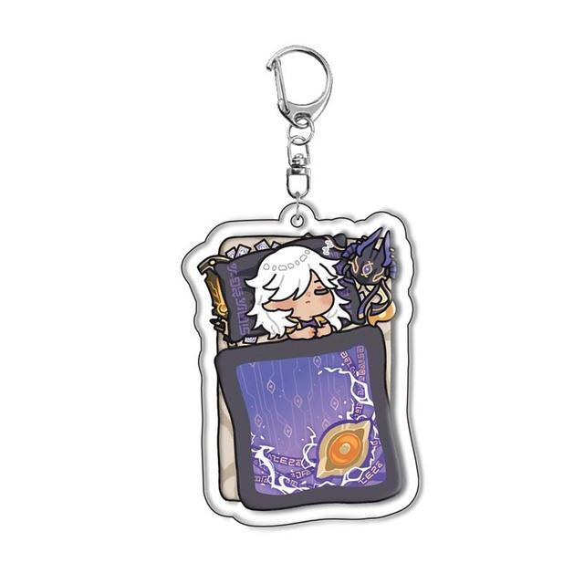 Genshin Impact Acrylic Keychains Arlecchino Sigewinne Lyney Wriothesley Clorinde Lynette Diluc Mona Keyrings Pendants Figure Toy