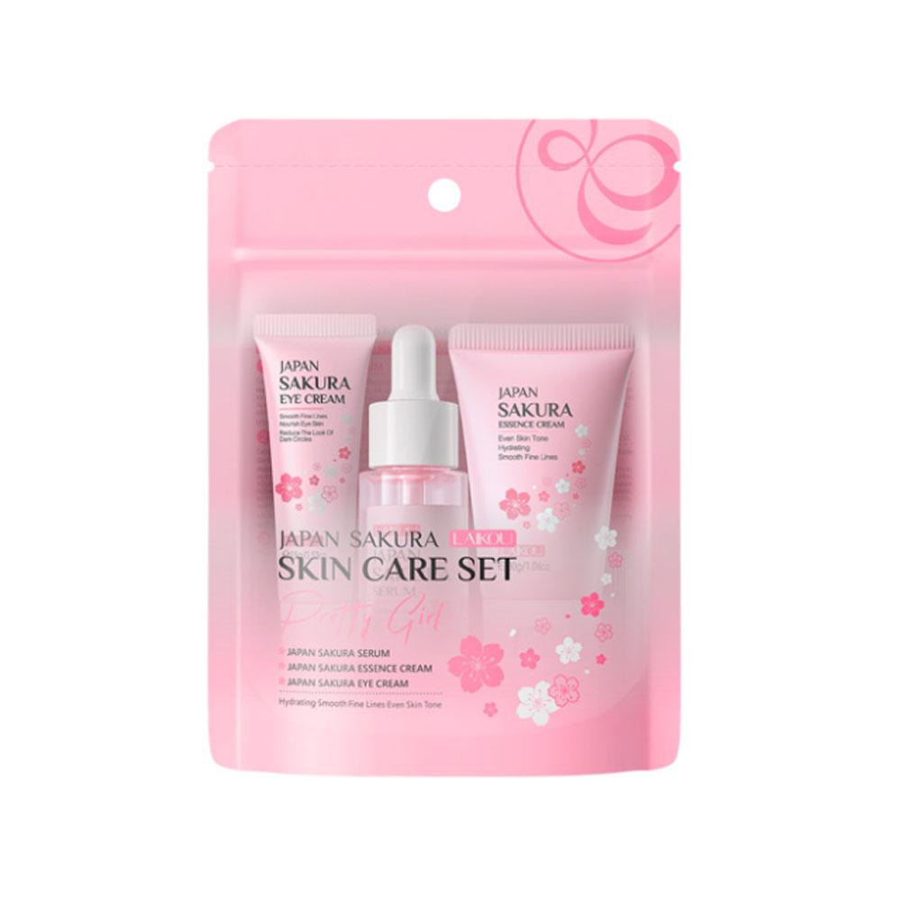 

Sakura Skincare Trio Set: Serum, Eye Cream, Face Cream Cosmetics Valentine s Day Gift Set 3pcs/1set 2026 New рожевий