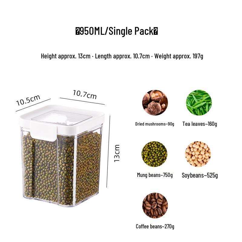 Transparent Airtight Food Storage Jar for Grains & Cereals - Sealed Fresh-Keeping Container with Lid