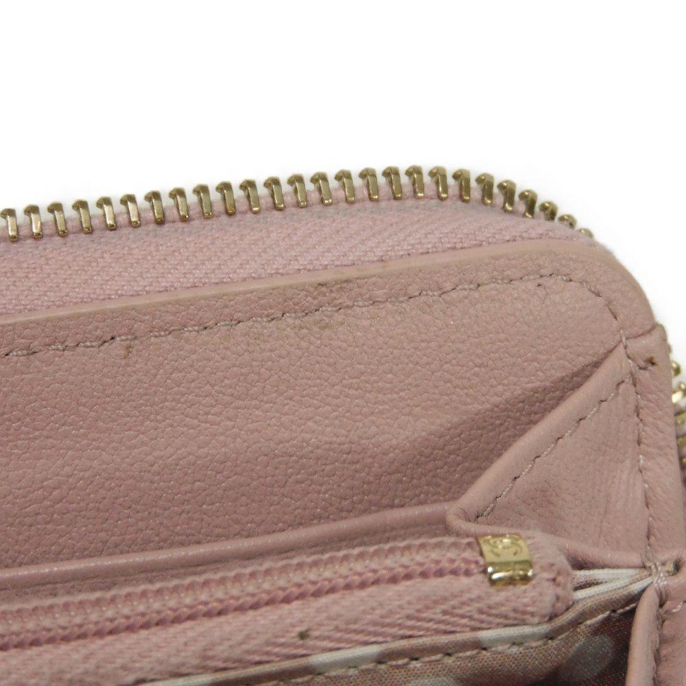 Used 10097 Coco Pearl Zip Coin Purse AP3811 7943 COCO Mark CC Mark Dots Random Matelasse Pink Beige Women's from Japan