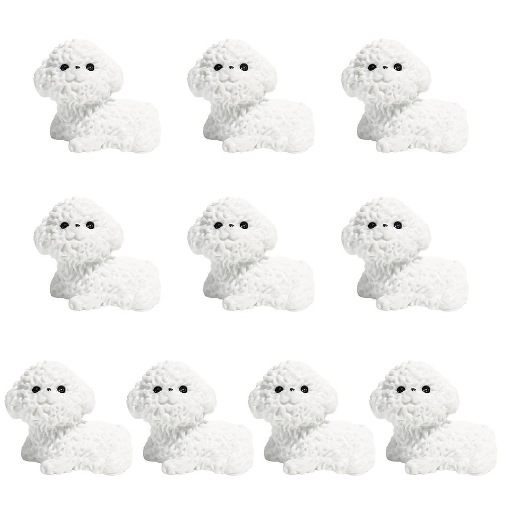 10Pcs Adorable Bichon Frise Puppy Statues Hand Painted Resin Ornaments for Indoor and Outdoor Spaces