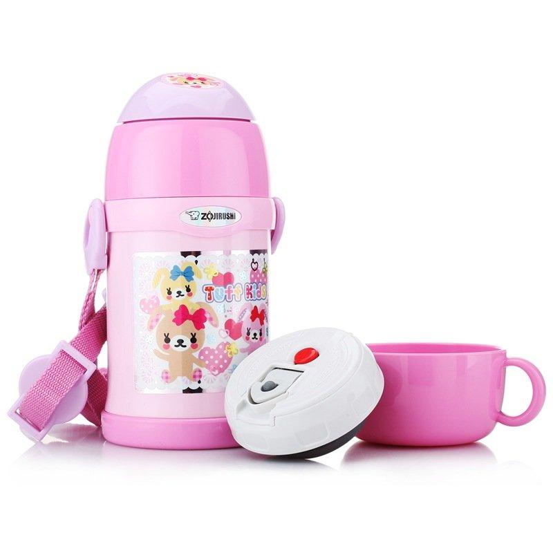ZOJIRUSHI Wasserflasche mit Tasse und 2-Wege-Strohhalm, 450 ml, Rosa, SC-ZS45-PA