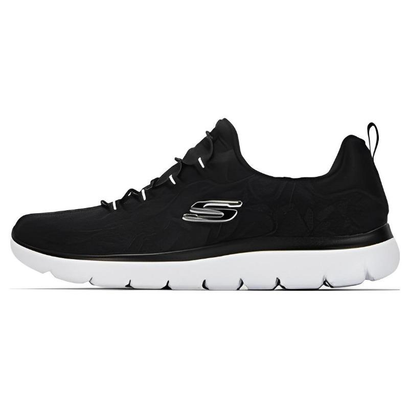 Skechers Summits Women Good Taste Cushion Leather Low Top Running Shoes Black 149936-BKW 35.5