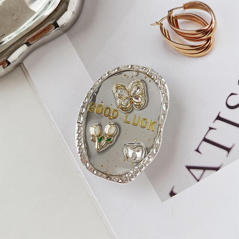 Wind Mobile Phone Airbag Bracket Rhinestone Gem Mirror Sticker Butterfly Flower Retractable Special-Shaped Ring Buckle