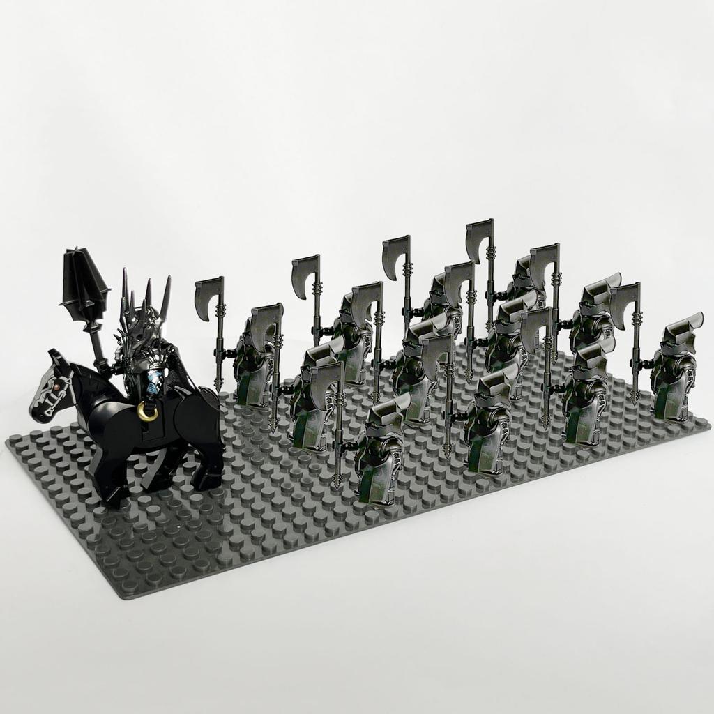13pcs Medieval Soldiers Lord Sauron Witch-king of Angmar Shadow Orcs Strong Uruk-hai  Minifig Building Block Toys for Kids