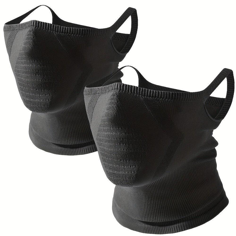 Ear-Hanging Design Neck Warmer Face Mask Knitted Jacquard Neck Gaiter Half-Face Face Shield Sports Black+Black