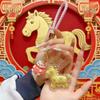 999 Pure Gold Year of the Horse Keychain: Attract Wealth and Good Luck—Cute Horse Lanyard for Wallet, Bag, or Phone, Ideal Business Gift
