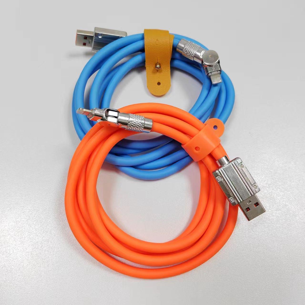 

120W Zinc Alloy Type-C Elbow Rotating Charging Cable for Android, Apple, and Huawei Devices. 1m Apple 180° Rotating Guest Line [Bare Cable] оранжевый