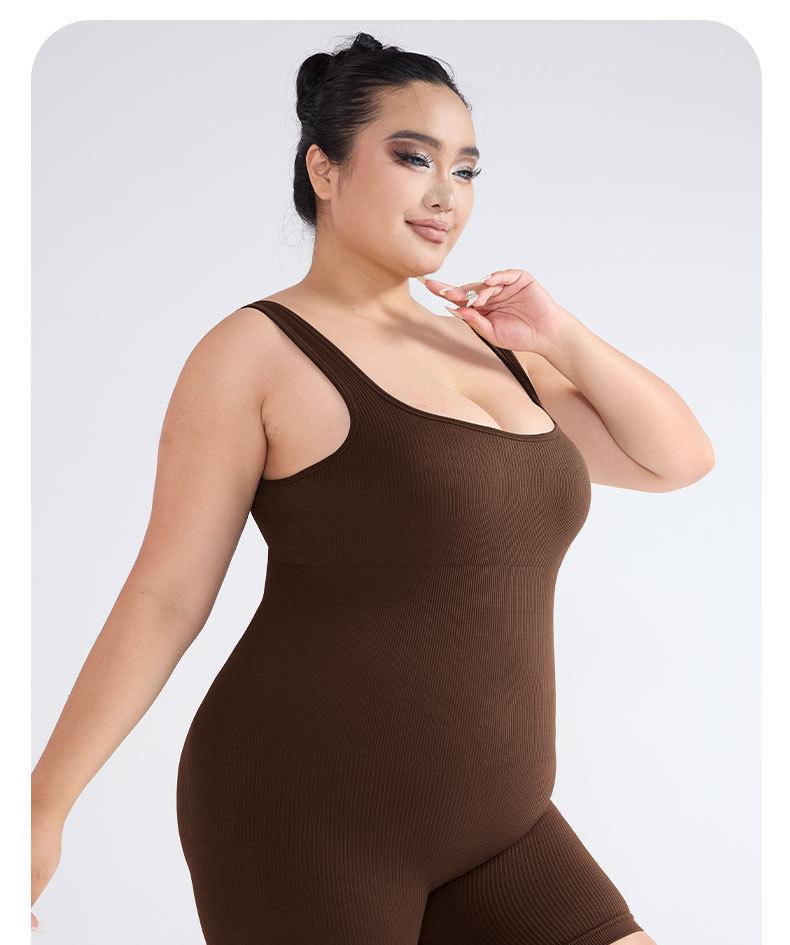Cross-Border Plus Size Sleeveless Yoga Bodysuit: Body Shaping One-Piece Leotard & Sports Shorts
