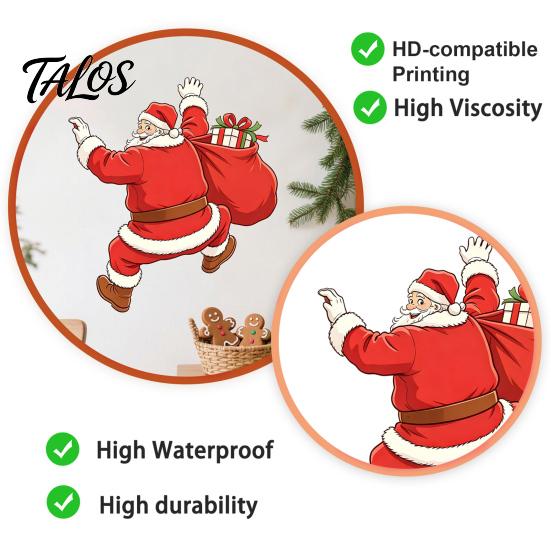 Weatherproof Holiday Stickers Christmas Wall Sticker, Self‑Adhesive Climbing Santa Claus Decals, Funny Window Clings Mural Decor for Living