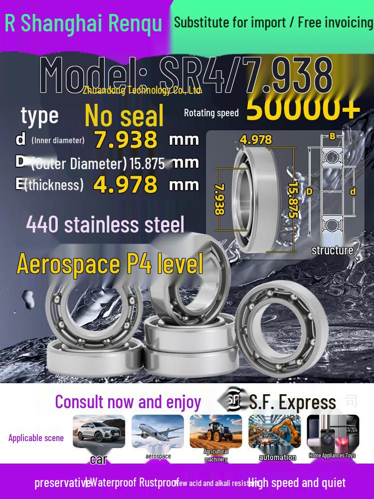 High-Speed Mini Micro Bearings Set: 440 Stainless Steel, 4 Models, 3 Bearings Each, Inner Diameter: 1, 2, 5, 6, 7, 8, 9, 10, 12mm