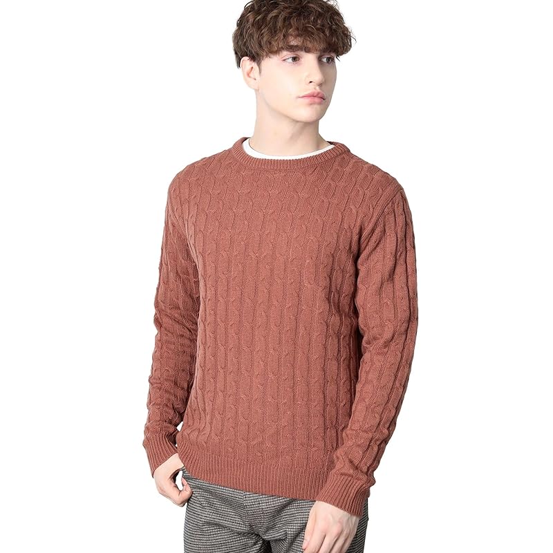 

[Beams Heart] L/S knit Cable edition crew neck knit men s ROSE S