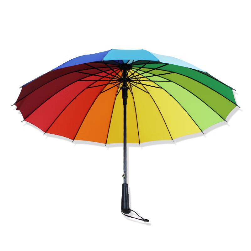 Nanqiao Creative 16-Rib Semi-Automatic Rainbow Straight Umbrella