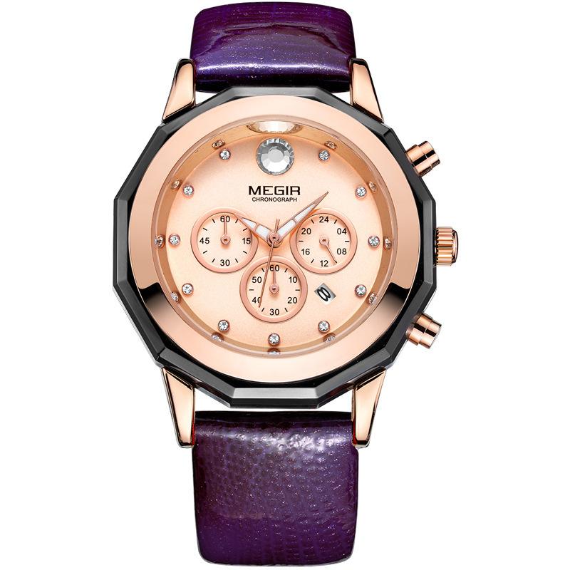 Watch Fashion Multifunctional Waterproof Diamond Enlaid Calendar Large Dial Ladies Gift Watch 2042L