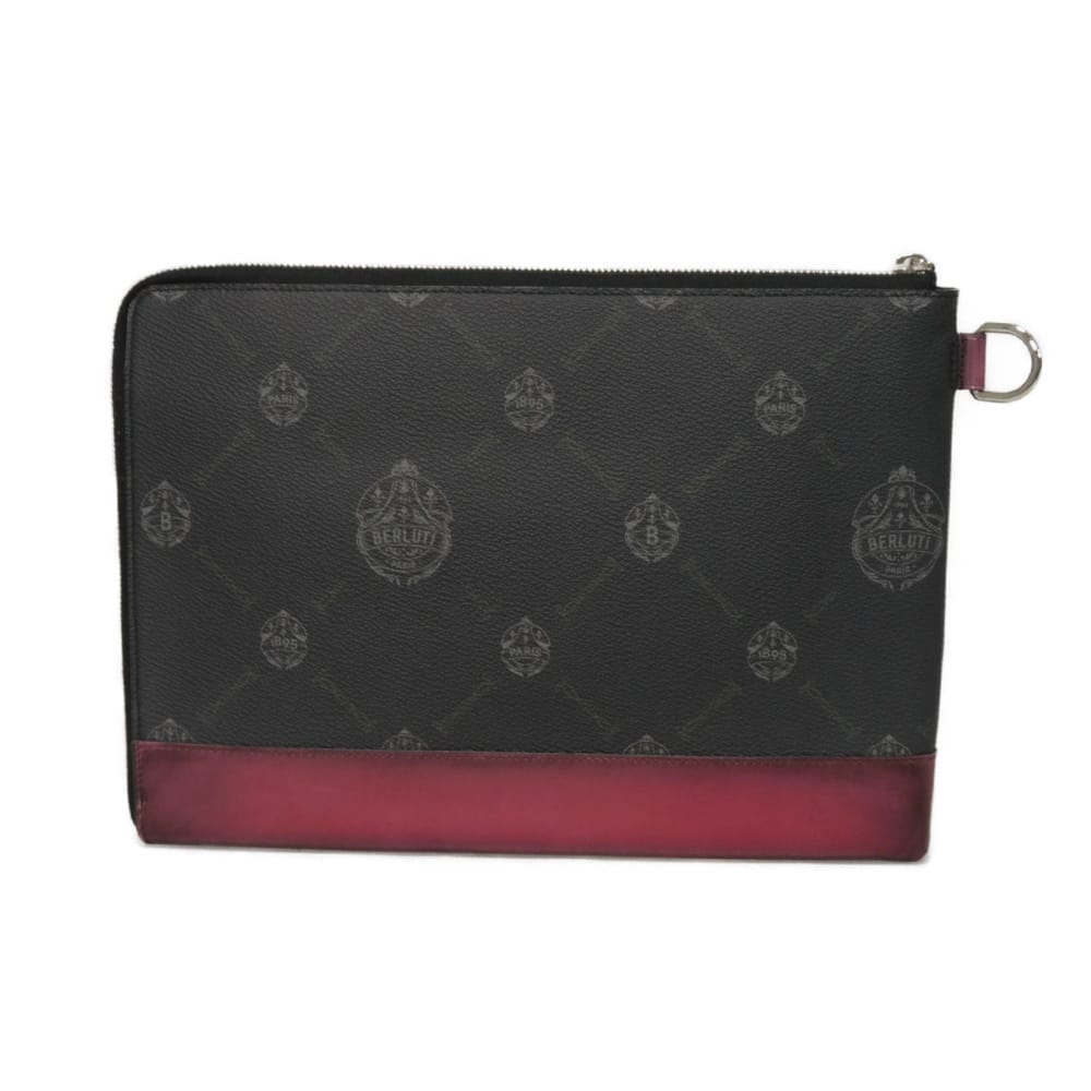 Used 11828 Nino GM 7931 New Logo Embossed Emblem Signature Rose Garden Pink Business Bag Crest Black Men's from Japan