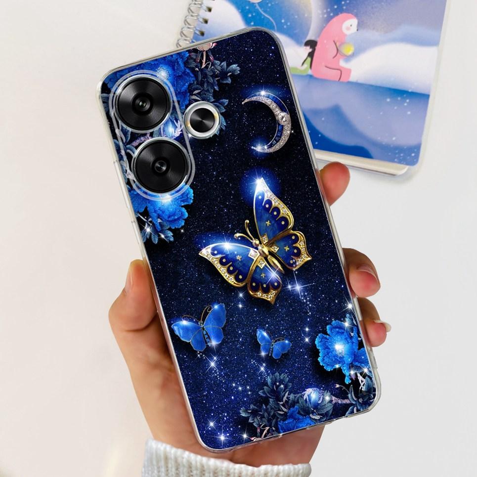 Flower Butterfly Women Fashion Back Cover For Xiaomi Redmi Turbo 3 Phone Funda Transparent Soft TPU Silicone Coque For Poco F6