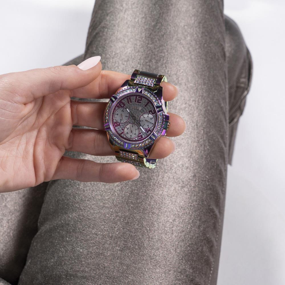 Guess Women's Watch GW0044L1 Crystal Bezel Stainless Steel Rainbow