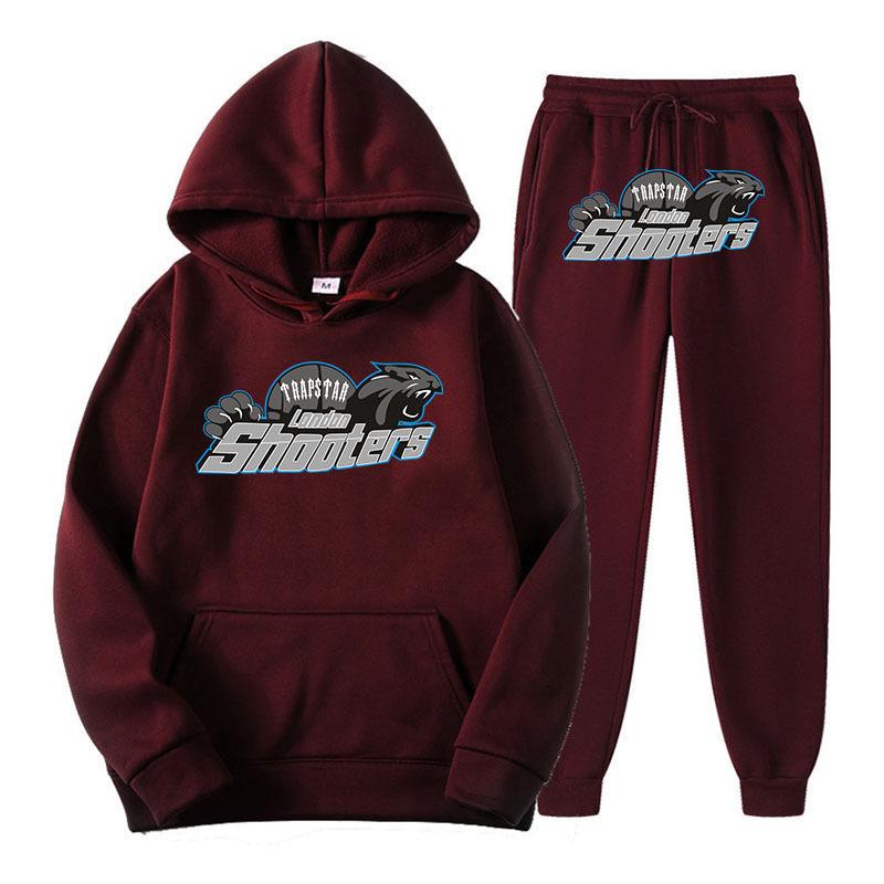 Printed Sportswear Men's Two-piece Loose Hooded Sweatshirt Set